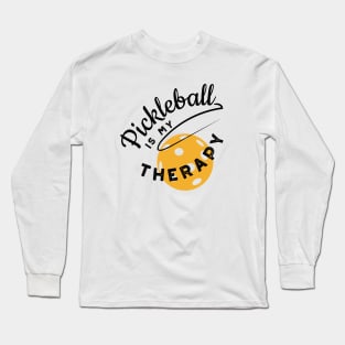 Funny Pickleball Is My Therapy Black Long Sleeve T-Shirt